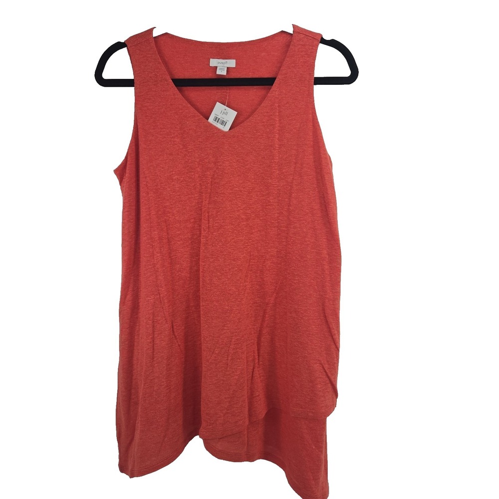 purejill Women Small Peach Blush Layered Tunic Top Linen Blend New $59